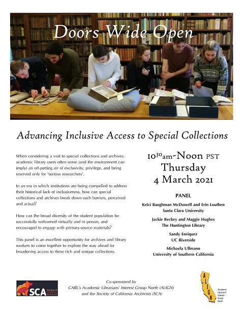 ALIGN/SCA
                                                    Inclusive Access to
                                                    Special Collections
                                                    panel flyer