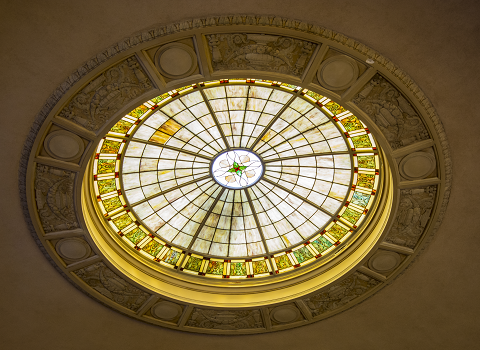 stained-glass
                                                skylight of former
                                                church